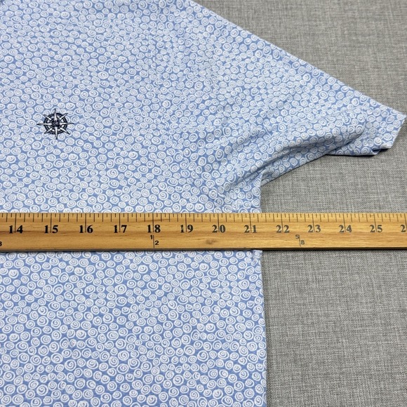 B. Draddy Sport Polo Shirt Mens Medium Blue Geometric Nylon Spandex Collared - Picture 5 of 13